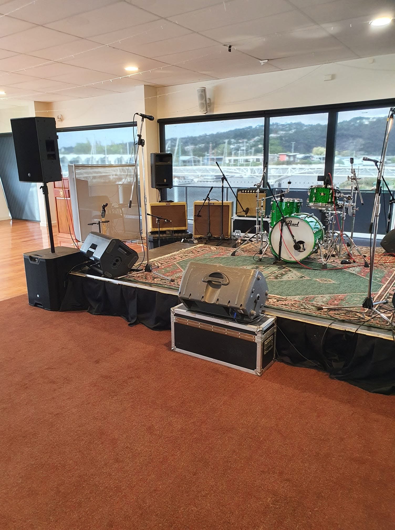 Gear set up and ready for a Riverbend Blues gig